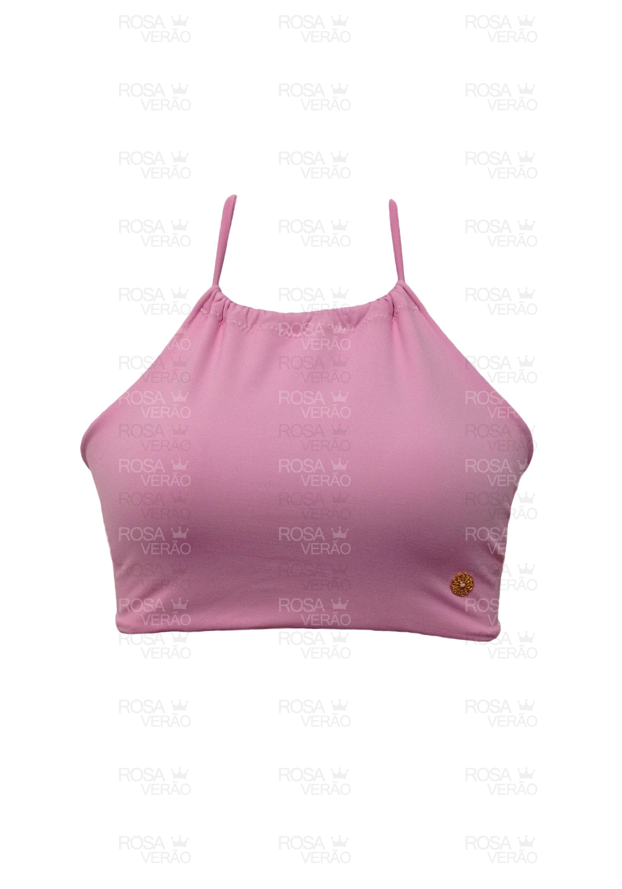 Biquíni Top Com Bojo Removível Cropped Rosa Bebê — Rosa Verão