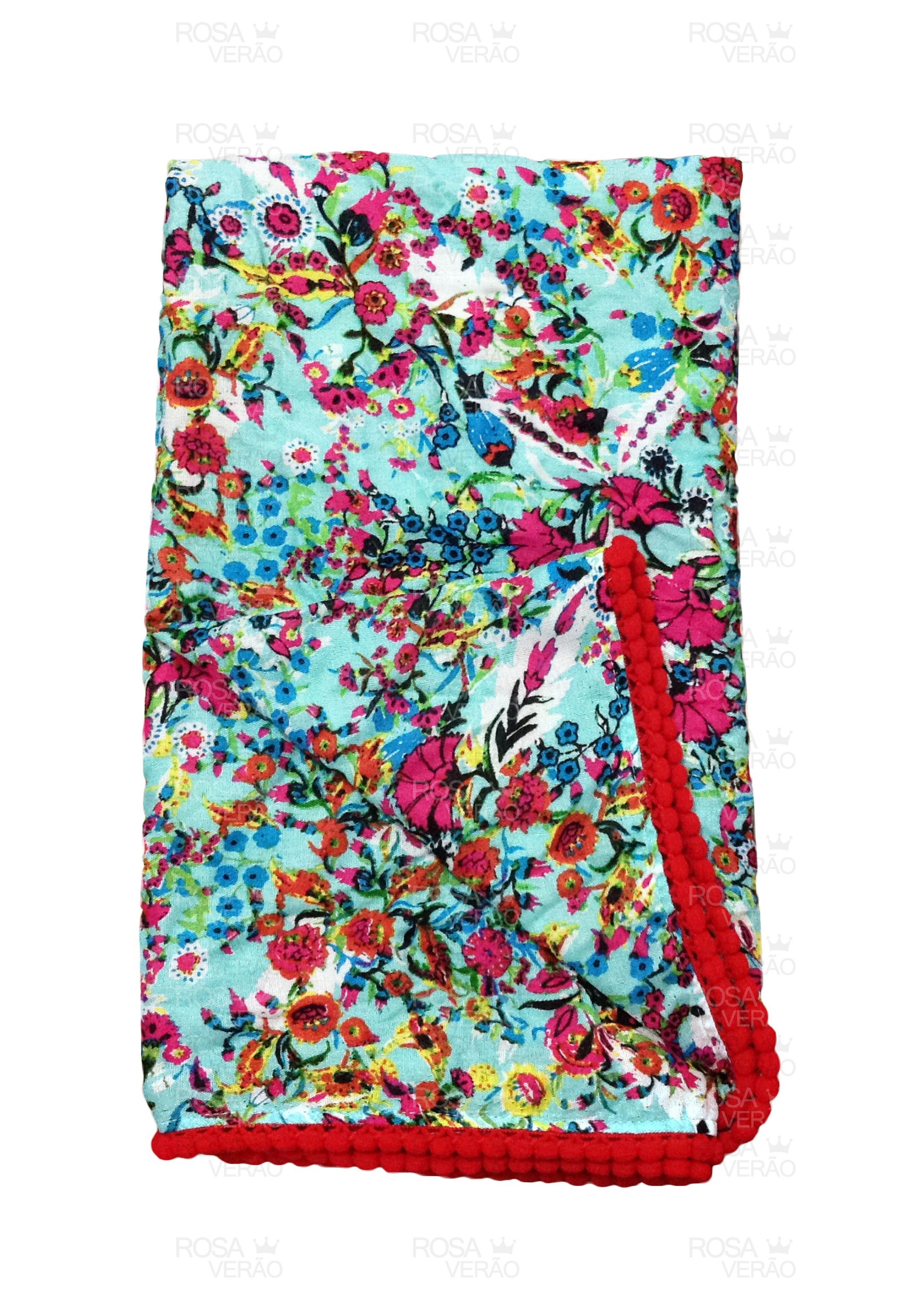 Canga de Praia Pompom Spring — Rosa Verão