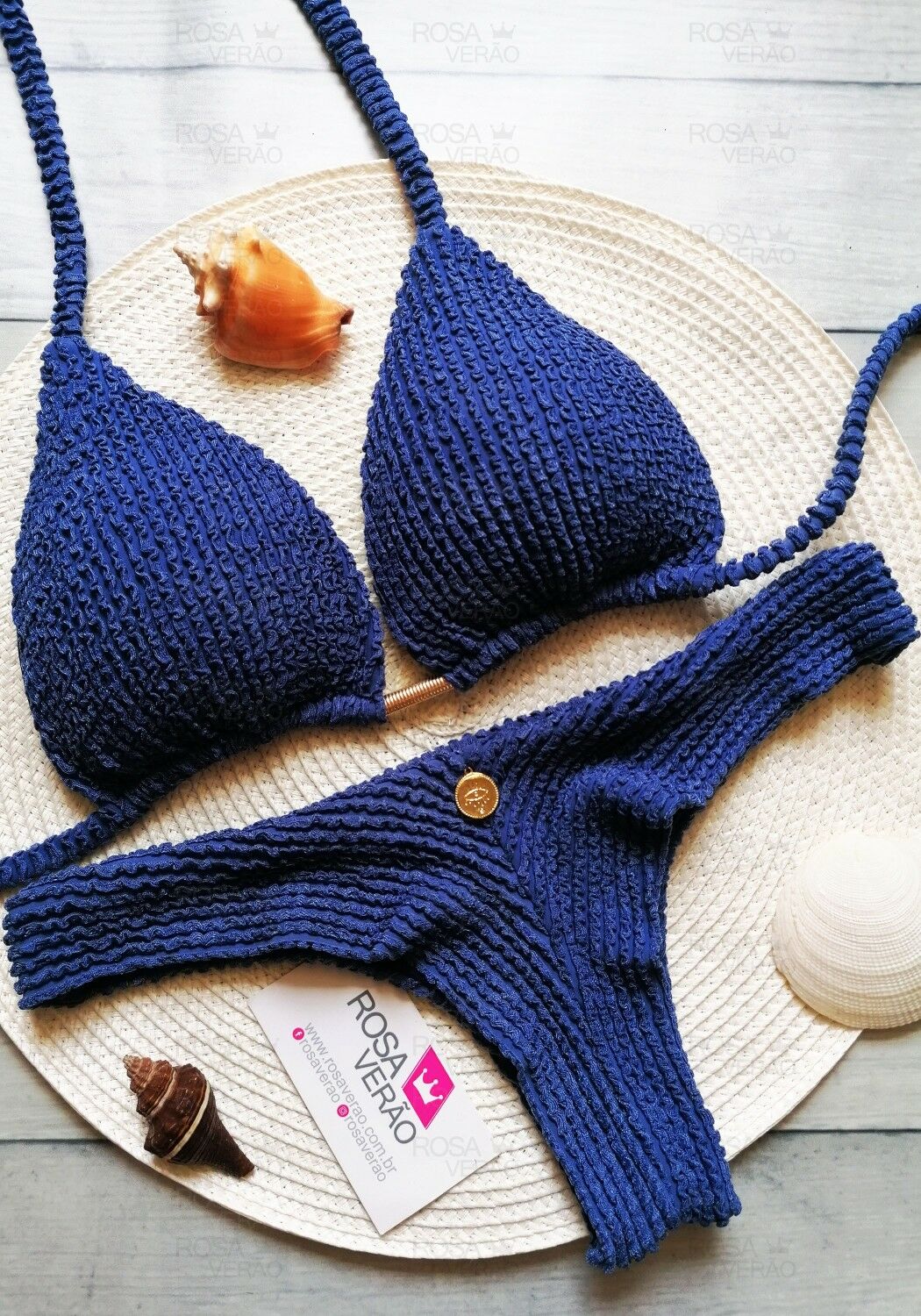 Biquíni Asa Delta Texturizado Navy Blue