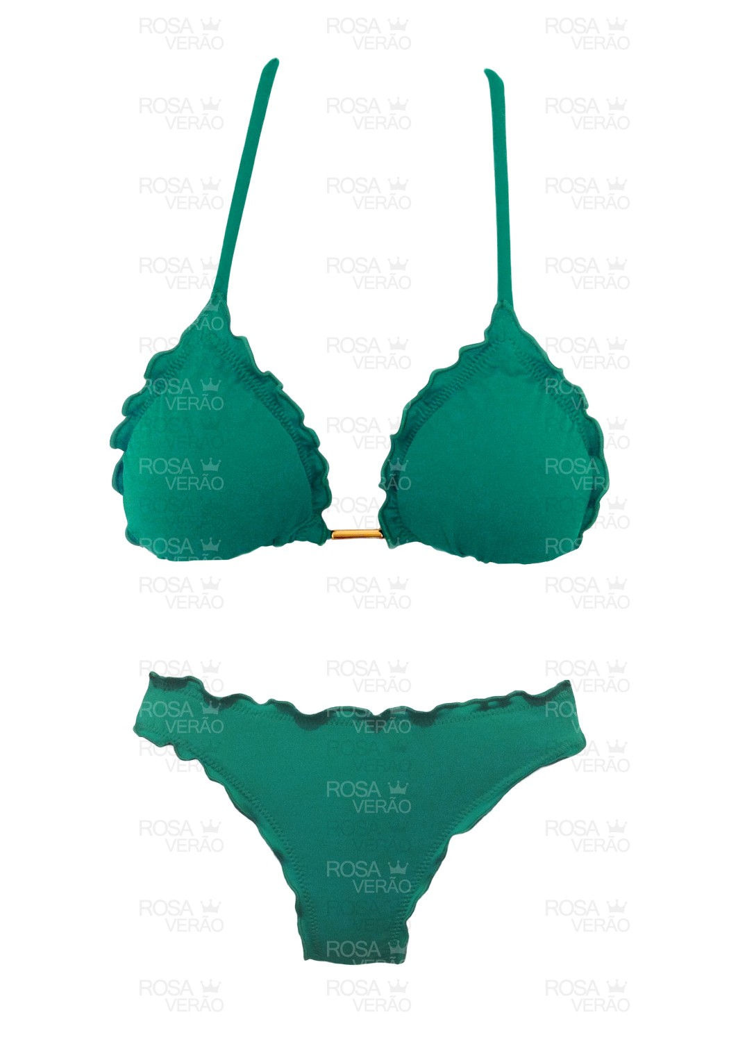 Biquíni Ripple Verde Jade Fixo - Empina Bumbum