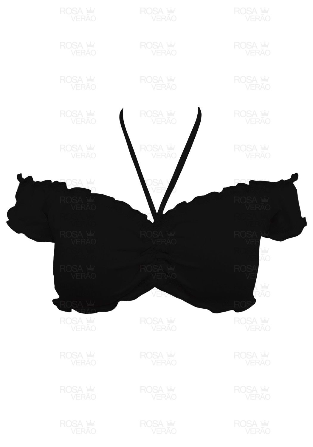 Biquíni Top Ciganinha/ Blusinha Com Bojo Removível Preto