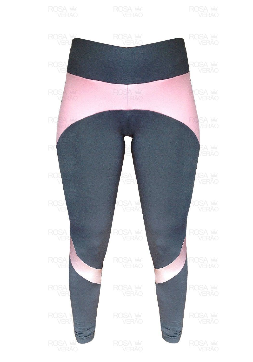 Calça Legging Chumbo e Rosa Bebê