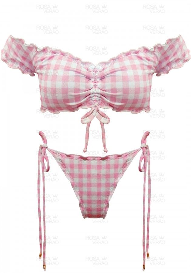 Biquíni Ciganinha/Blusinha Vichy Rosa - Levanta Bumbum Biquíni Ciganinha/Blusinha Vichy Rosa - Levanta Bumbum