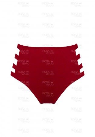 Calcinha Cintura Alta Tiras - Hot Pants - Vermelho
