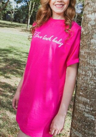 Camiseta Alongada/Vestido Rosa Pink 