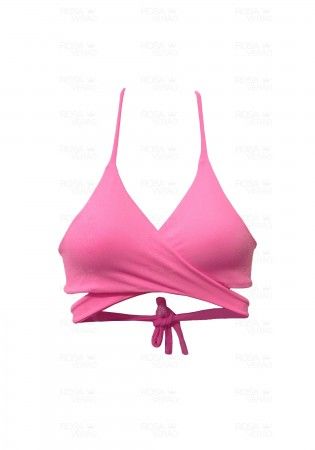 Biquíni Top com Bojo Removível Cruzado Frente Única Rosa Chiclete Biquíni Top com Bojo Removível Cruzado Frente Única Rosa Chiclete
