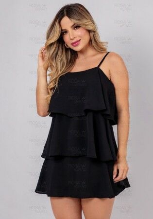 Vestido Babado Preto