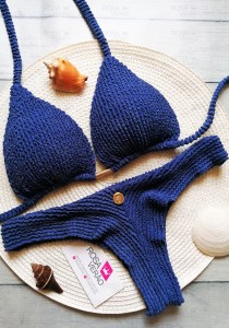 Biquíni Asa Delta Texturizado Navy Blue