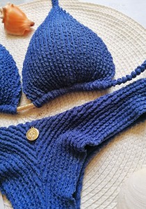 Biquíni Asa Delta Texturizado Navy Blue