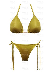 Biquíni Cortininha Dourado Shine - Empina Bumbum