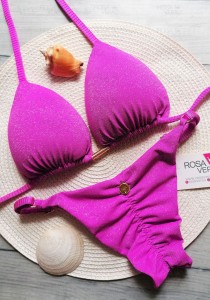 Biquíni Empina Bumbum Regulável Lurex Rosa Pink