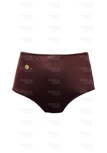 Calcinha Cintura Alta - Hot Pants - Marrom Shine 