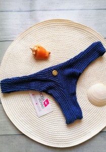 Calcinha De Biquíni Asa Delta Texturizado Navy Blue