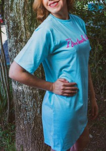 Camiseta Alongada/Vestido Azul Turquesa