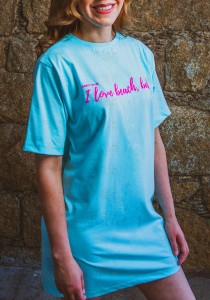Camiseta Alongada/Vestido Azul Turquesa