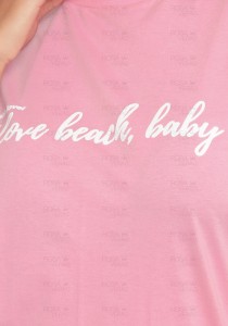 Camiseta Alongada/Vestido Rosa Chiclete