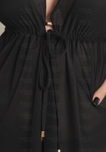 Kimono Curto Com Amarração Renda Preta