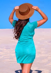 Saída de Praia Curta Tule Com Elastano Verde Jade